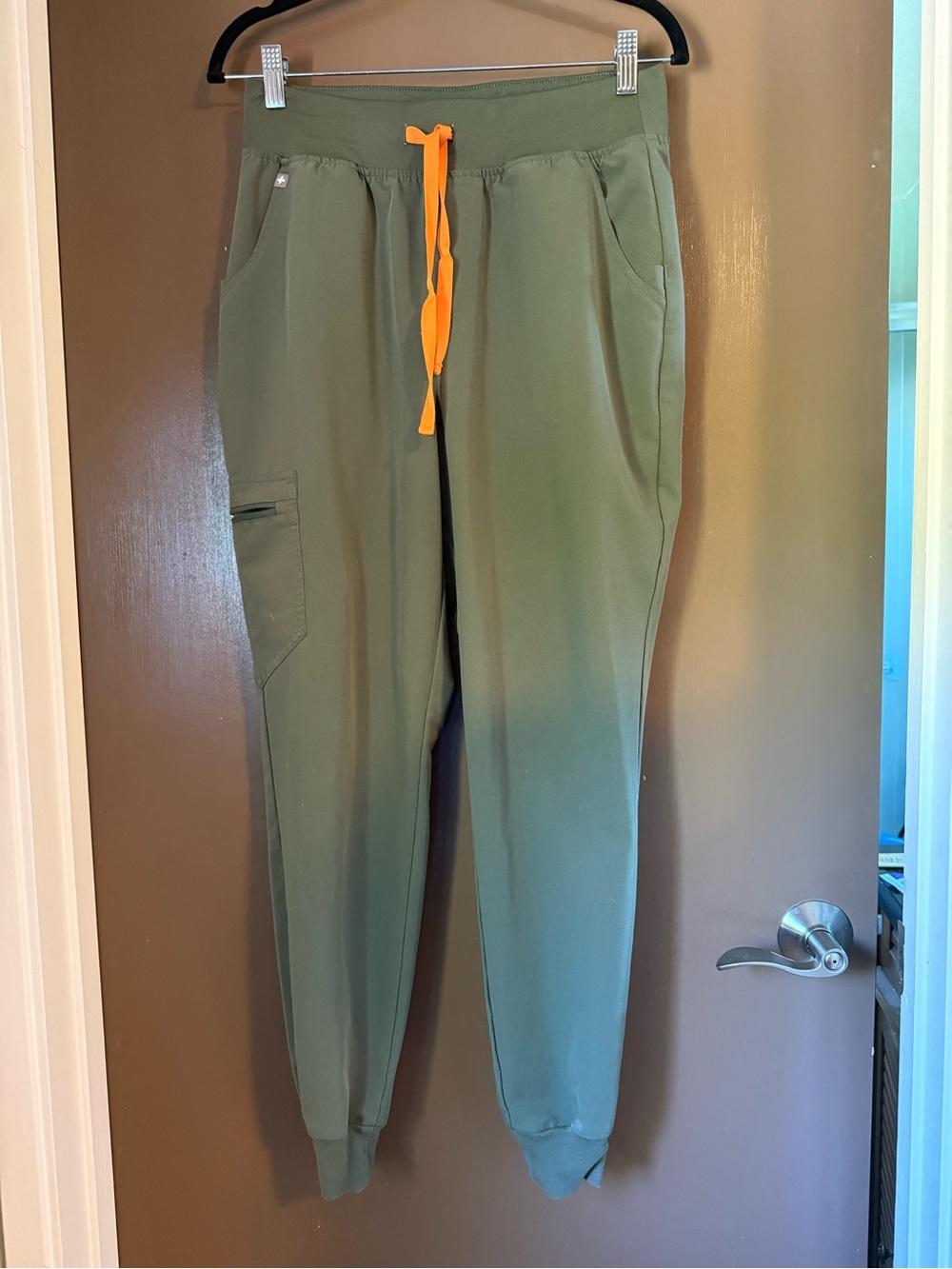 Figs Moss Zamora Joggers with Orange Drawstring Medium